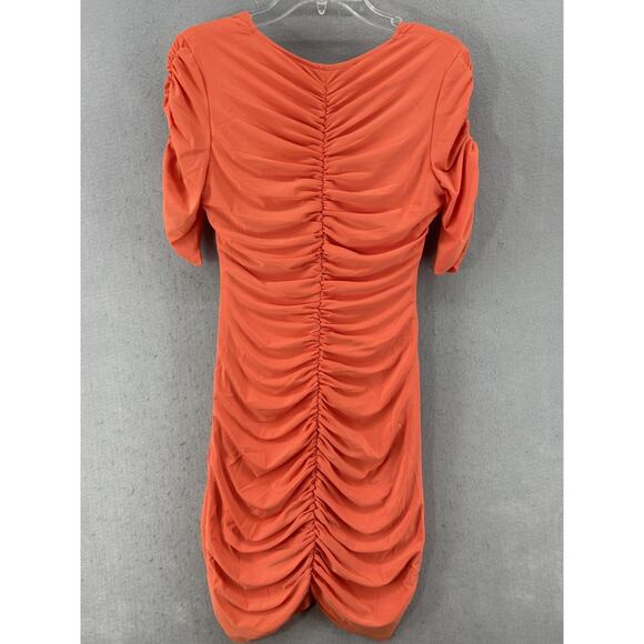 NWT Curations X Amy Morrison Dress Womens Sz S V-Neck Ruched Mini Mango - Picture 13 of 14